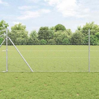 vidaXL Valla Hexagonal Plateado 1.4 X 50 M Acero Galvanizado Vidaxl