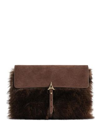 Mani&egrave;re De Voir Aliya faux-fur belted clutch bag - Brown