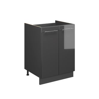 Vicco Mueble Bajo Para Fregadero Fame-line, Antracita Alto Brillo/antracita, 60 Cm, Vicco