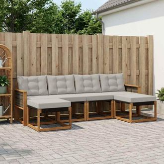 vidaXL Vidaxl Set Di Divani Da Esterno 6 Pz Naturale E Grigio Chiaro