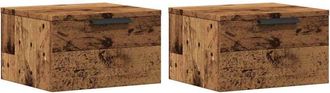 vidaXL Wall-mounted Bedside Cabinets 2 pcs Old Wood 34x30x20 cm Vidaxl