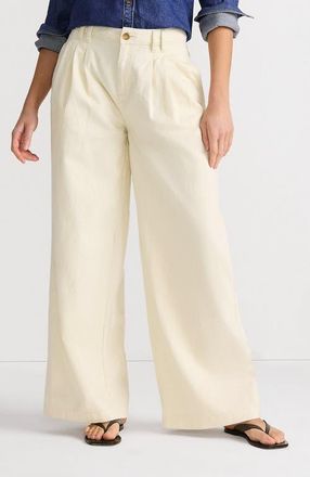 Lands End Lightweight Denim Mid Rise Pleated Slouchy Jeans in Natural at Nordstrom, Size 18Short