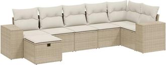 vidaXL Vidaxl - Set Sof&aacute;s De Jard&iacute;n 7 Piezas Y Cojines Rat&aacute;n Sint&eacute;tico Beige