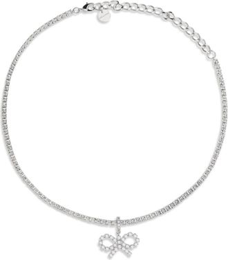 Self Portrait Tennis Necklace With Bow Pendant