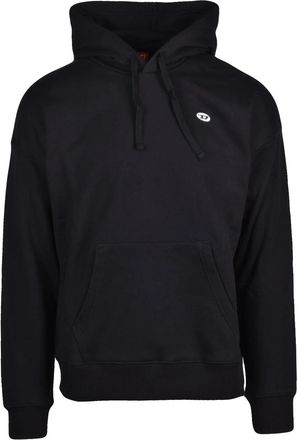 Diesel Classic Black Hoodie With Drawstring Hood And Kangaroo Pocket