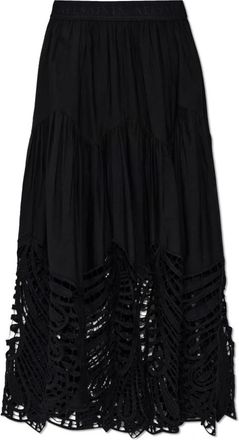 AllSaints Femi Maxi Rok van Katoen - Dames - Maxi Rokken - Zwart - S - Katoen - Rokken