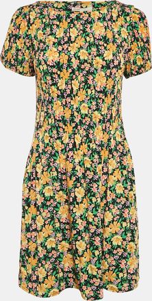 Maje Multicolor Floral Print Crepe Pleated Mini Dress