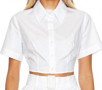 Matthew Bruch Cropped Tie Back Button Up In White