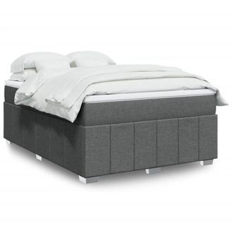 vidaXL Cama Box Spring Con Colch&oacute;n Tela Gris Oscuro 160x200 Cm