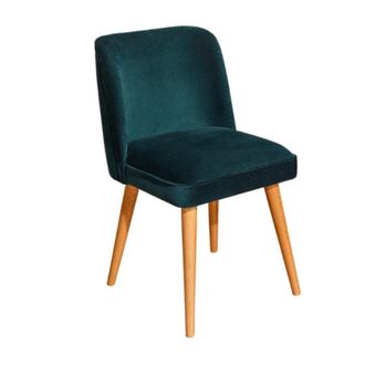Robin des Bois Juego de 2 sillas de hevea y terciopelo bleu paon