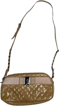 Ferragamo Pre-owned Vintage Shoulder Bag - Dames - Vintage Schoudertas - Beige - ONE Size - Leer - Vintage