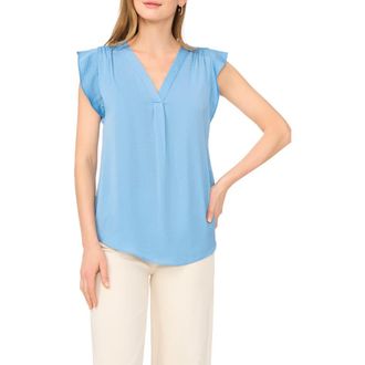 Vince Camuto Ruffle Sleeve Satin Top in Blue Shadow at Nordstrom Rack, Size X-Large