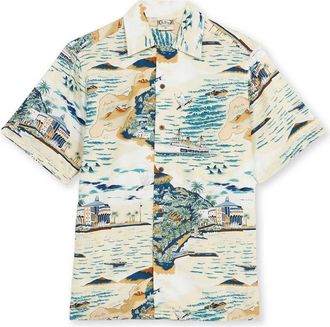 Fortela Santacatalina Tropical Print Short Sleeve Shirt in White at Nordstrom, Size Large