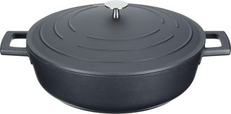 MasterClass Cacerola Poco Profunda Con Tapa 4l/28 Cm, Aluminio Fundido Ligero, Apta Para Horno Y Placa De Inducci&oacute;n, Negro