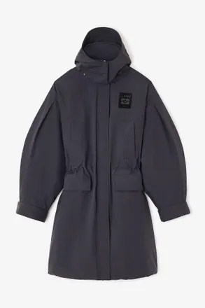 Ganni Mixed Oversized Dark Grey Tri-Layer Parka Coat - Size 0 Recycled Nylon