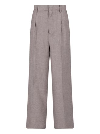 Auralee Tailored Brown Wool Trousers with Straight-Leg Silhouette