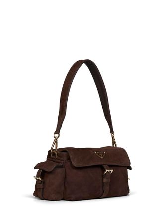 Prada Womens Shoulder Bag Explore Dark Brown Lambskin Handbags Hand