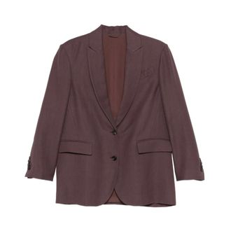 Brunello Cucinelli Flap-pocket Button Blazer - female - Brunello Cucinelli - Blazers - Brown - XS - Jackets