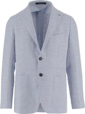 Tagliatore Single-breasted jas in linnenmix - Heren - Blazers - Blauw - M - Linnen - Jassen