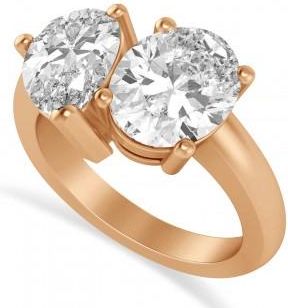Allurez Pear/Oval Diamond Toi et Moi Ring 14k Rose Gold (6.00ct)