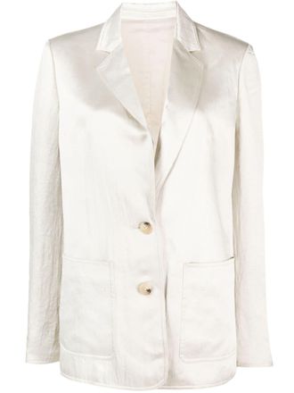 Helmut Lang notched-lapels satin-finish blazer - Neutrals