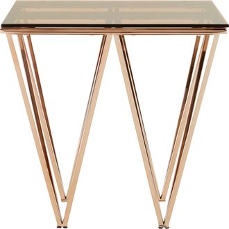 Premier Housewares Sleek Square Rose Gold End Table, Versatile Statement Side Table, Contemporary Livingroom Side Table