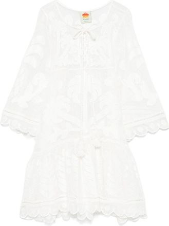 Farm Rio motif-embroidered mini dress - White