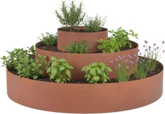 Relaxdays Relaxdays Herb Spiral, 3-piece, &Oslash; 30/60/90 cm, height: 20 cm, rust finish, steel, herb pyramid, brown