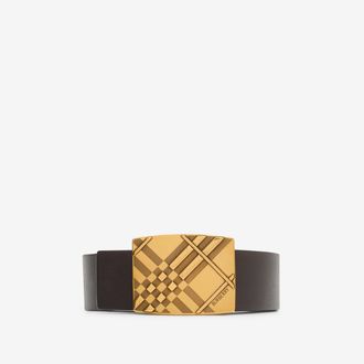 Burberry Reversible Engraved Check Belt, Size: 100