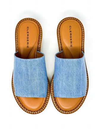 Robert Clergerie Womens Fast Platform Slide Sandals In Tan/ Pacific Blue