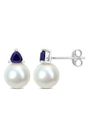 Delmar Freshwater Pearl & Aquamarine Drop Earrings in Blue Sapphire at Nordstrom Rack