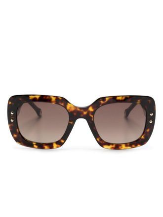 Carolina Herrera Occhiali da sole squadrati con effetto tartarugato - Marrone