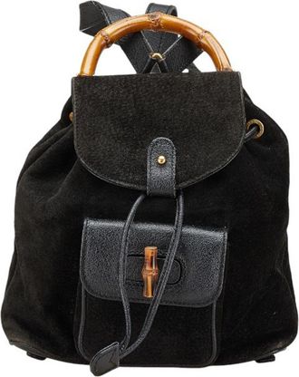 Gucci Black Leather Suede Backpack (Pre-Owned)