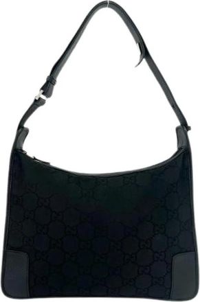 Gucci Pre-owned GG Canvas Leren Schoudertas - Dames - Vintage Schoudertas - Zwart - ONE Size - Leer - Vintage