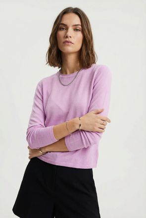 Only Strickpullover ONLY ONLLOYAL LS ONECK KNT NOOS, Damen, Gr. XL, super pink detail:melange, Strick, Obermaterial: 80% Polyester, 20% Nylon, meliert, nor