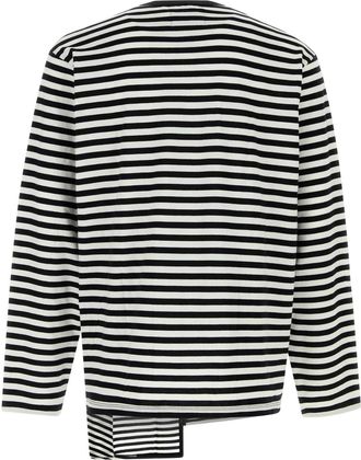 Yohji Yamamoto Mens Embroidered Cotton T-Shirt Whtxblk Exterior