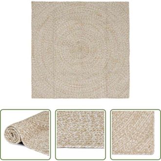 vidaXL vidaXL Tappeto moderno - Tappeti per area Quadrato Naturale e Bianco 120 x 120 cm Juta