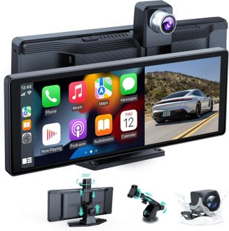 OEM Radio Inal&aacute;mbrica Para Coche, Sistema De Audio Port&aacute;til Para Coche De 10,26 Pulgadas, Pantalla Carplay Con Doble C&aacute;mara Frontal 4k + C&aacute;mara Trasera 10