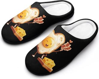 Generic Bacon Eggs Cheese Breakfast Men Slippers Funny House Shoes Cotton Slipper for Indoor Outdoor