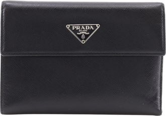 Prada Black Nero Saffiano Triangle Wallet (Bi-Fold) (Pre-Owned)