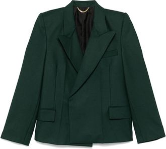 Victoria Beckham Groene Double-Breasted Jas met Peak Revers - Dames - Blazers - Groen - 2XS - Jassen