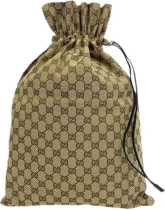 Gucci Pre-owned GG Canvas Leather 2way Handbag - Dames - Vintage Tas - Bruin - ONE Size - Leer - Vintage