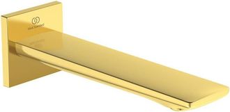 Ideal Ca&ntilde;o De Pared Check Saliente 160 Mm Oro Cepillado Con Roseta Cuadrada Standard
