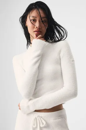 Alo | Snuggle Up Sweater Long Sleeve Top in Ivory White, Size: Large