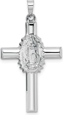 Diamond2Deal 14k White Gold Polished Satin Hollow Cross Pendant