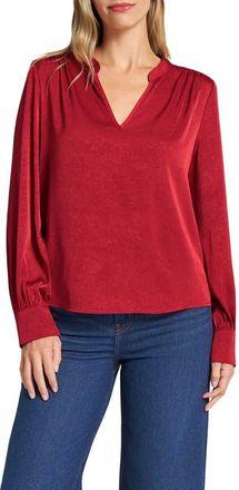 Matty M Lune Split Neck Popover Top in Scarlet at Nordstrom, Size Xx-Small