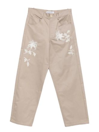 Bluemarble bead-embroidered pants - men - Cotton - 30 - Neutrals