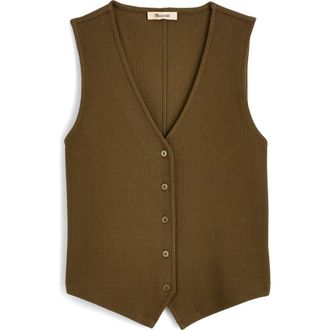 Madewell Rib V-Neck Vest in Faded Ivy at Nordstrom, Size Xx-Large