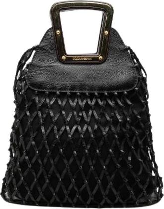 Dolce & Gabbana Pre-owned Bucket Bags, female, Black, Size: ONE SIZE Pre-owned Woven Leather Tote