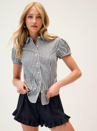 Twik Womens Puff-sleeve poplin shirt